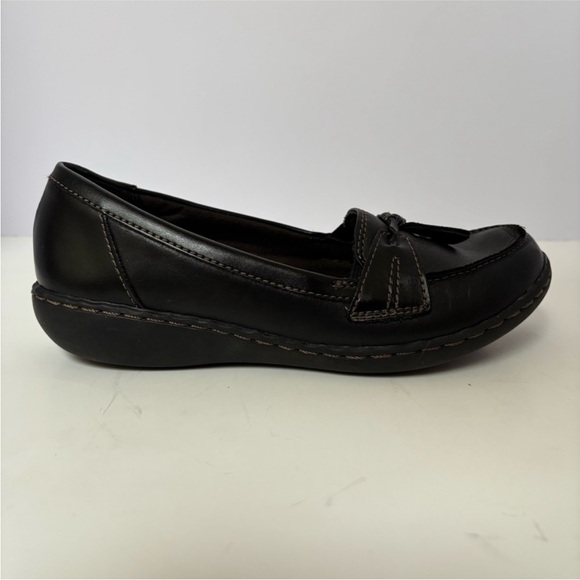 Clarks Ashland Bubble Loafers Work Shoes Comfort Slip On Leather Black Size 7 - Picture 2 of 11